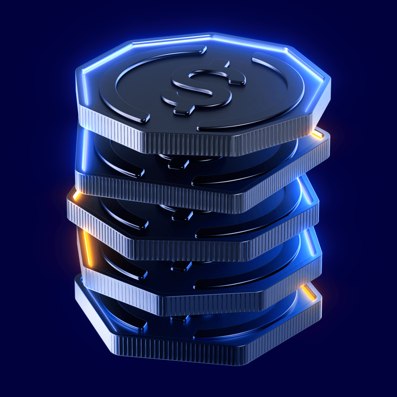 monedas 3d apiladas
