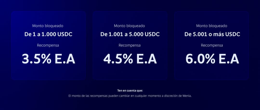 cifras de las recomensas en usdc