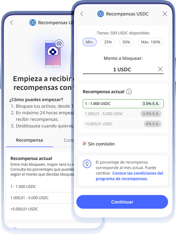 screenshoot de recompensas usdc