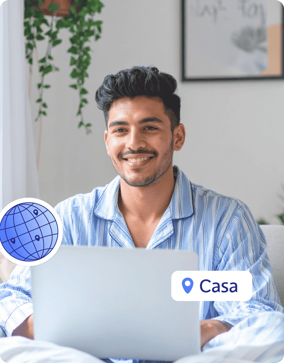 Joven usando dólares digitales en casa